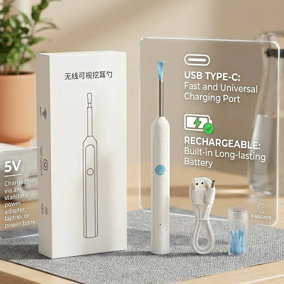 Ear Wax Cleaning Kit with Built in Camera 5v chargeable c type maxum mart